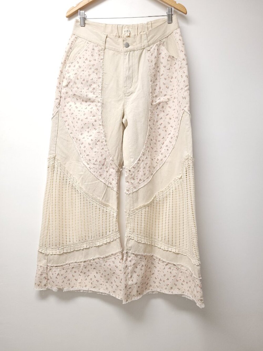 POL Womens Wide Leg High Rise Patchwork Pants Size L